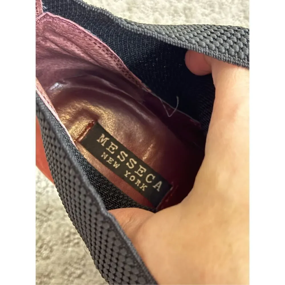 Messeca New York Wedge Bootie Red Black Elastic Ankle Size 10